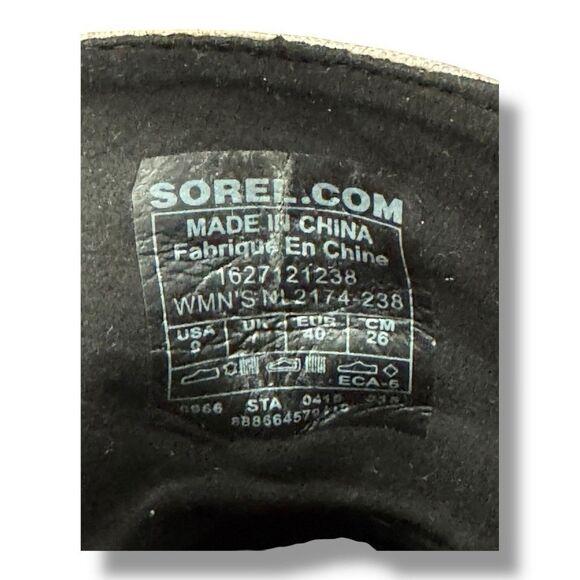 Sorel PDX Wedge Bootie Black Tan Leather Canvas Waterproof Lace Up Women's Sz 9 - Picture 8 of 10